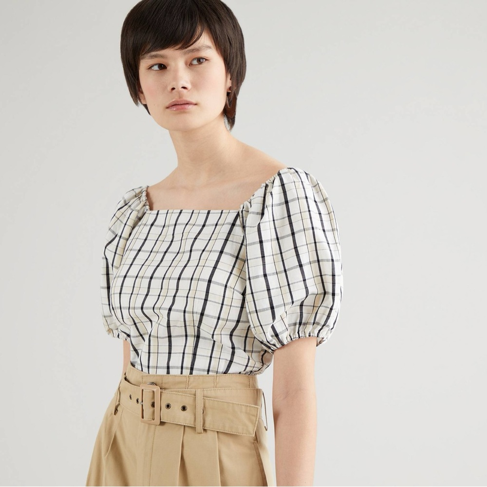 Levi’s Vera Blouse - Sally Plaid Cloud Dancer Top Size Small